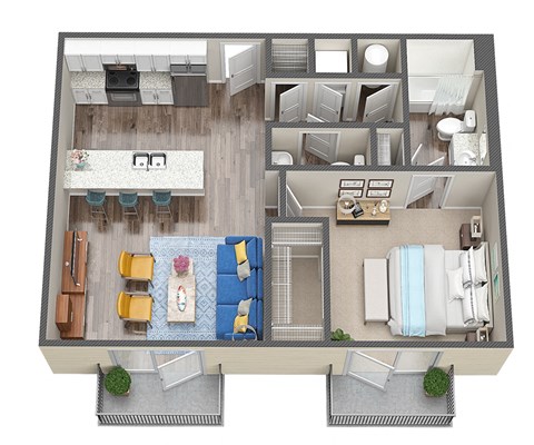 1 Bed 1.5 Bath Floor Plan at Waterline Bonita Springs, Bonita Springs, FL, 34135